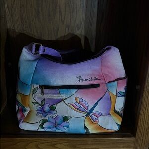 Anuschka Original Hand Painted Leather Hobo Bag